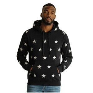 Sandro Paris Star Overprint Hoodie Navy Blue  - Size S
